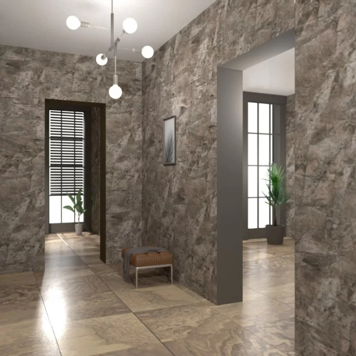 ПВХ панель (ВЕК) «Бергамо шоко» ламинация бесшовная 370*2700*9мм